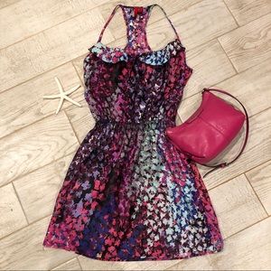 5148 Racerback Tank, Colorful print, Ruffle Trim